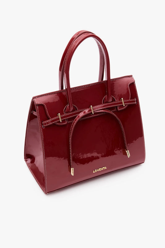 Loventa Midsize Hand Bag Ciara Patent Leather - Burgundy