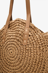 Loventa Yuvarlak Hasır Çanta Elvana Camel