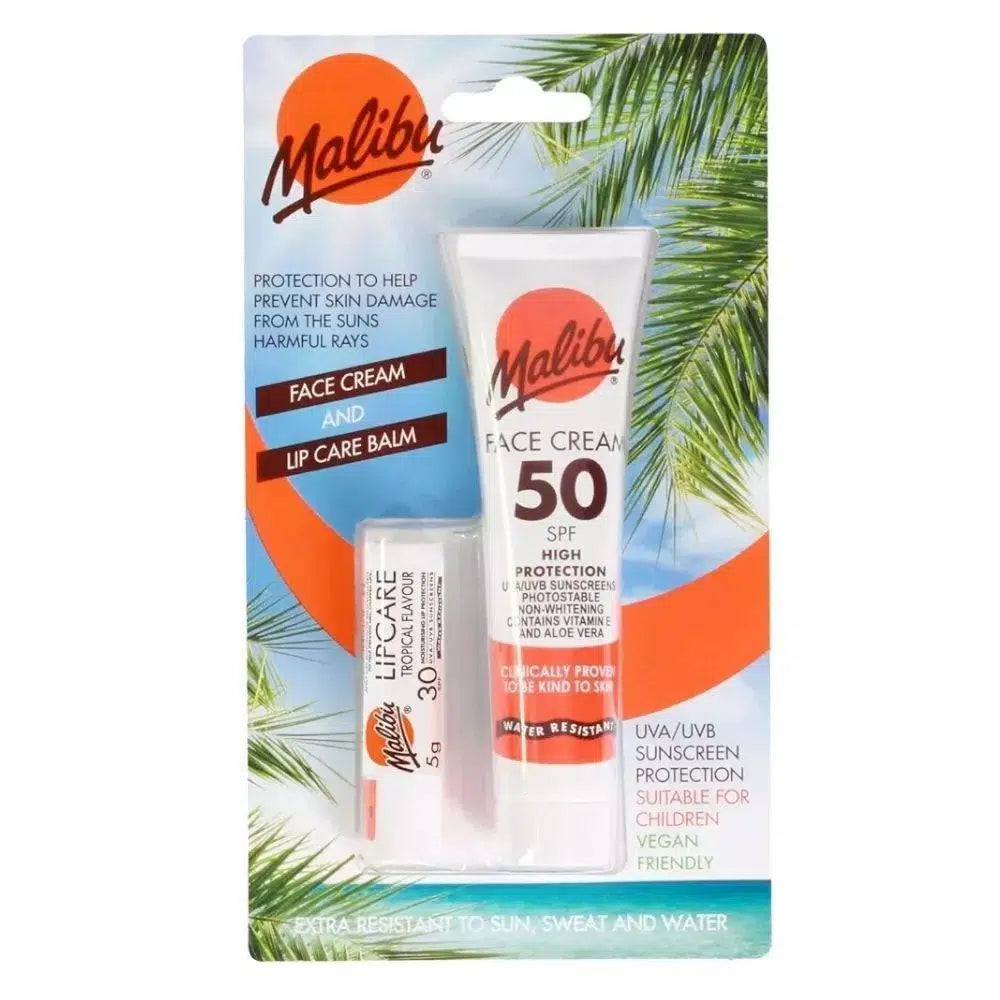 Malibu Sunscreen Face Lotion SPF50 + Lip Protector & Moisturizer SPF30