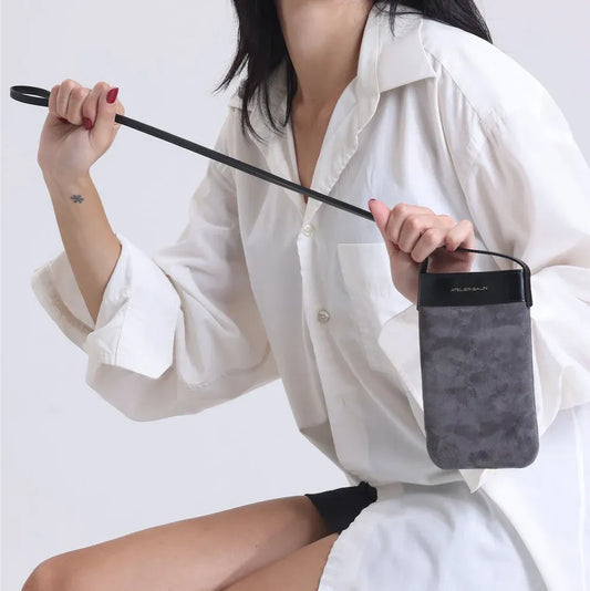 Mila Leather Phone Bag - Gray