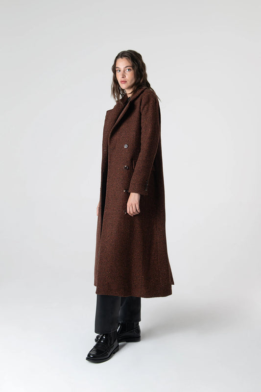 Peploum Adele Herringbone Coat Tile