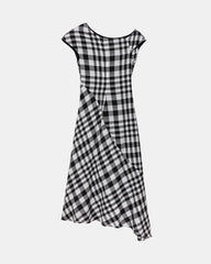 Peploum Ama Drapped Dress in Checkered Pattern
