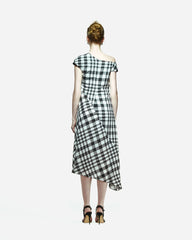 Peploum Ama Drapped Dress in Checkered Pattern