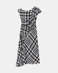 Peploum Ama Drapped Dress in Checkered Pattern