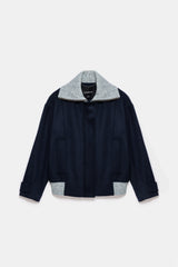 Peploum Grace Knit Collar Short Coat Midnight Blue