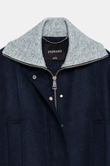 Peploum Grace Knit Collar Short Coat Midnight Blue