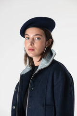 Peploum Grace Knit Collar Short Coat Midnight Blue