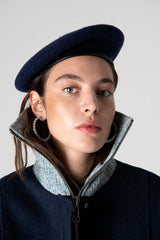 Peploum Grace Knit Collar Short Coat Midnight Blue