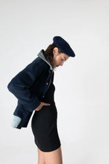 Peploum Grace Knit Collar Short Coat Midnight Blue