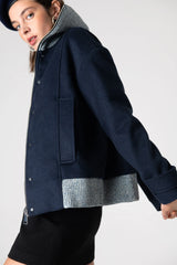 Peploum Grace Knit Collar Short Coat Midnight Blue