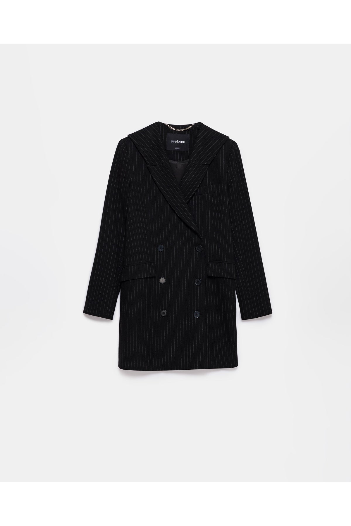 peploum Mary Lacy Pinstripe Jacket - Black