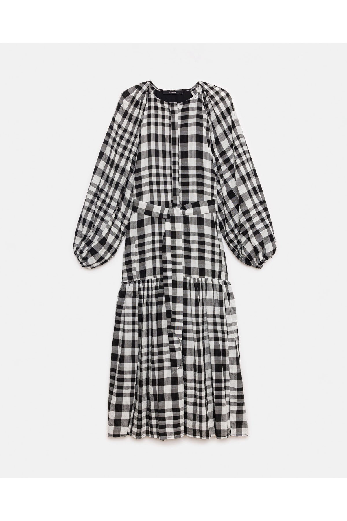 peploum Mie Dress in Checkered Pattern