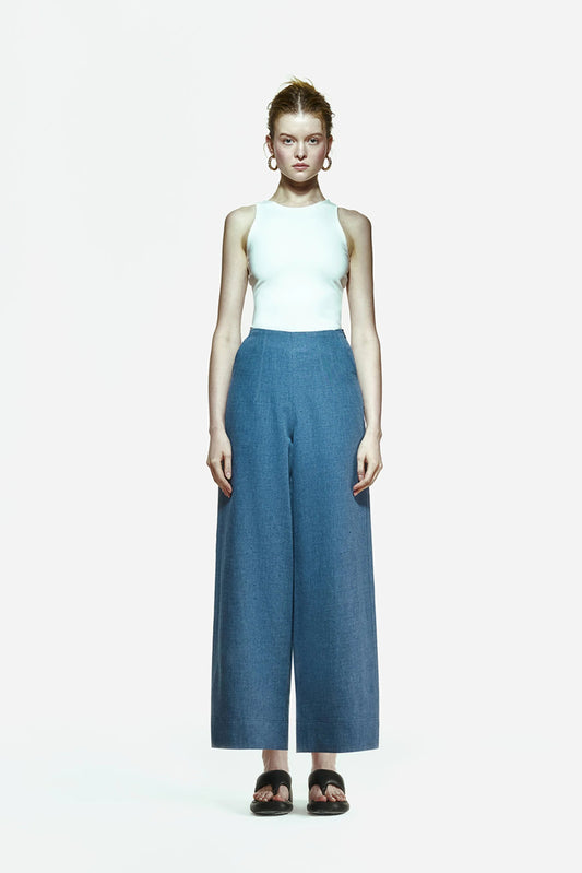 Peploum Nomi Trousers in Denim Blue
