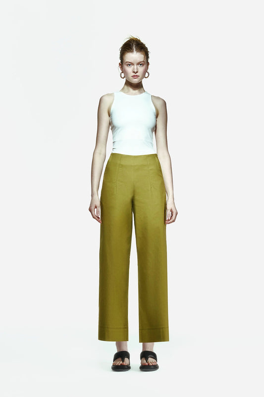 Peploum Nomi Trousers in Moss Green