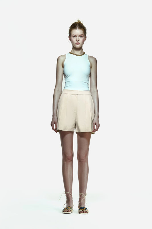 Peploum Toba Shorts in Eggnog Yellow