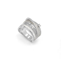 SooSilkyGems MULTI ROW BAGUETTE AND ROUND STONE RING