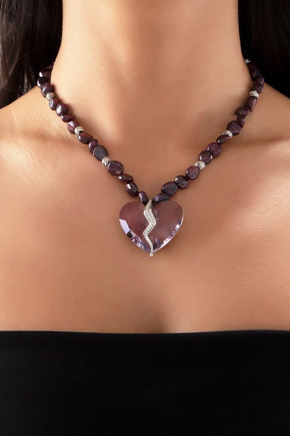 Pia Yuli High Jewelry Completed Hearts Garnet Necklace