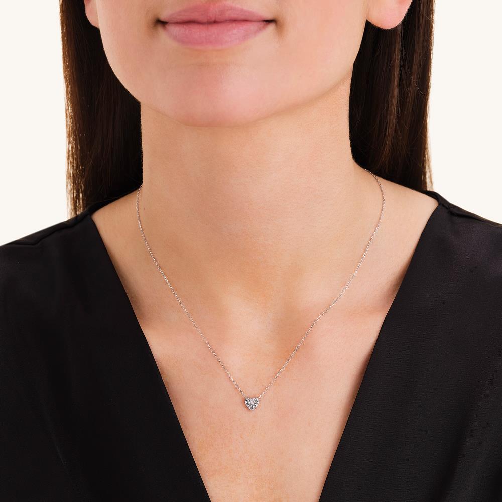 Rosefield JNPHS.J1320Gümüş Renk Pave Kalp  Çelik Kolye
