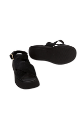 Dellel Deri Black Rebecca Wedge Heeled Sandals