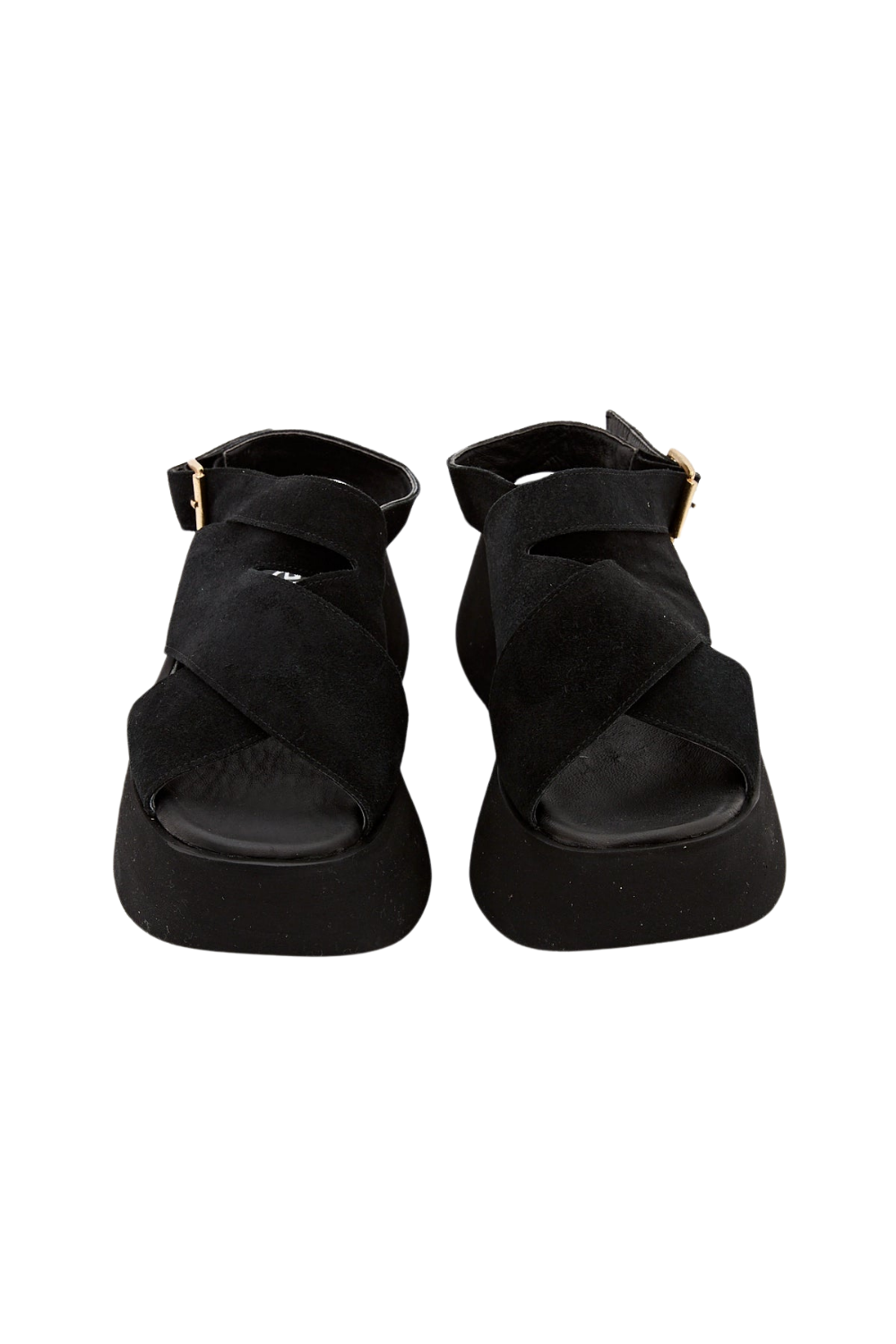 Dellel Deri Black Rebecca Wedge Heeled Sandals