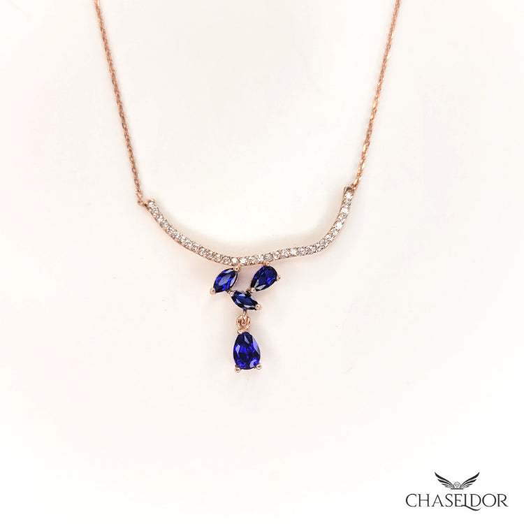 Chaseldor Sapphire Stone Medallion Necklace