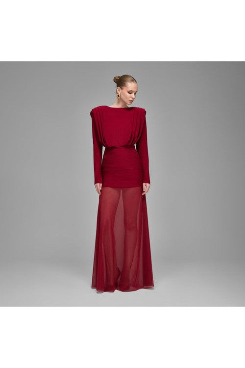 Studio Norn Vigdis Pleated & Tulled Maxi Dress