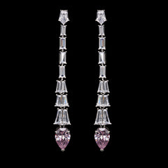 SooSilkyGems PINK DROP SOLITAIRE DANGLE EARRINGS