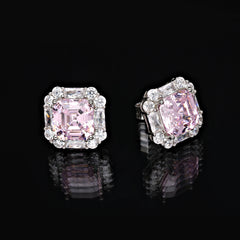 SooSilkyGems PAVE CUSHION PINK DIAMOND EARRINGS