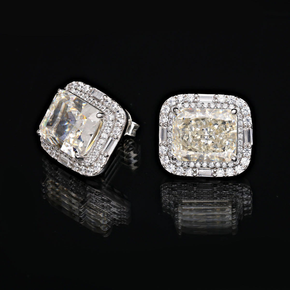 SooSilkyGems ICE CUT G COLOR RADIANT CUT SOLITAIRE EARRINGS