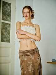 WAYT Pirouette Printed Ruched Satin Etek – Brown