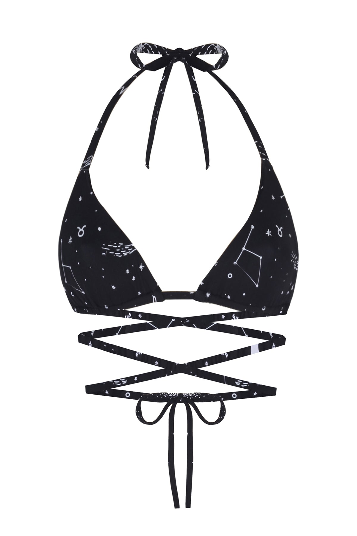WAYT Space Babe Celestial and Zodiac Print Recycled Bikini Top
