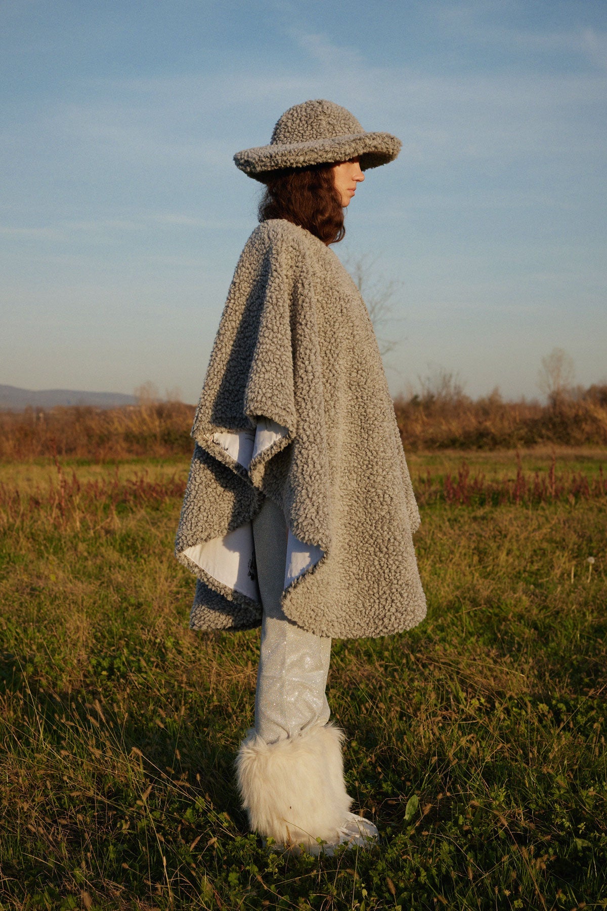 WAYT Cosmonaut Double Sided Faux Fur Poncho