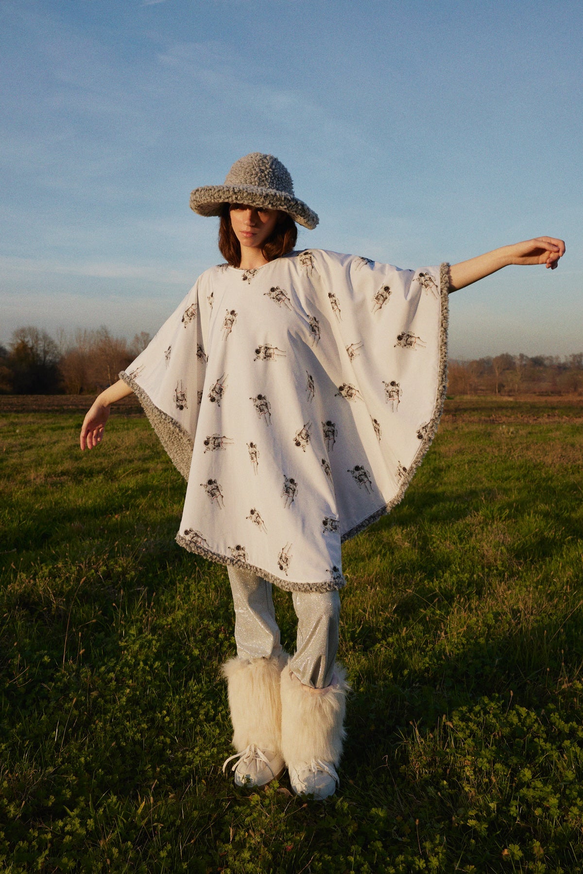 WAYT Cosmonaut Double Sided Faux Fur Poncho