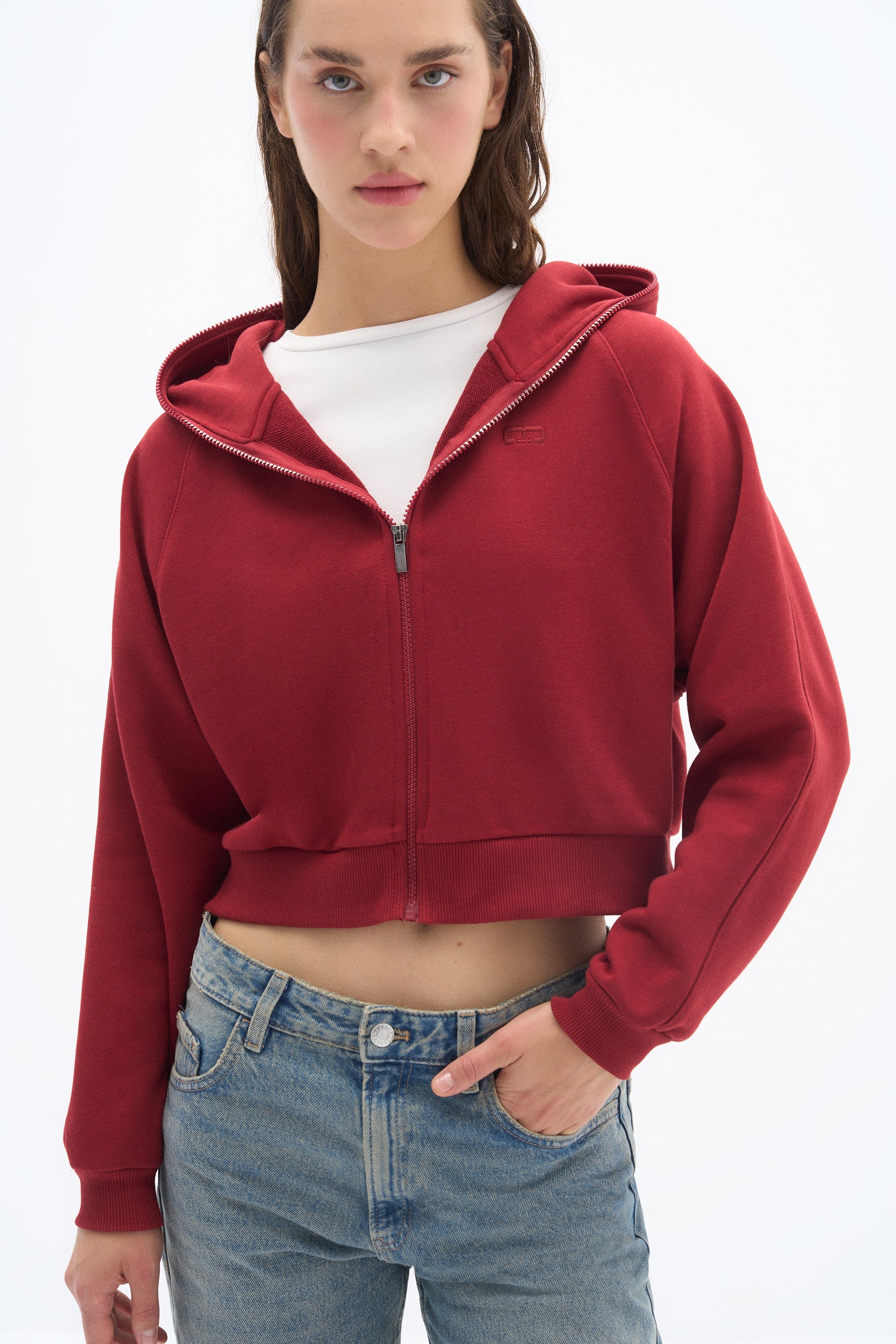 Wear Three Points Bordo Zipper Sweatshirt
