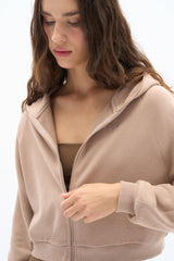 Wear Three Points Taş Rengi Zipper Sweatshirt