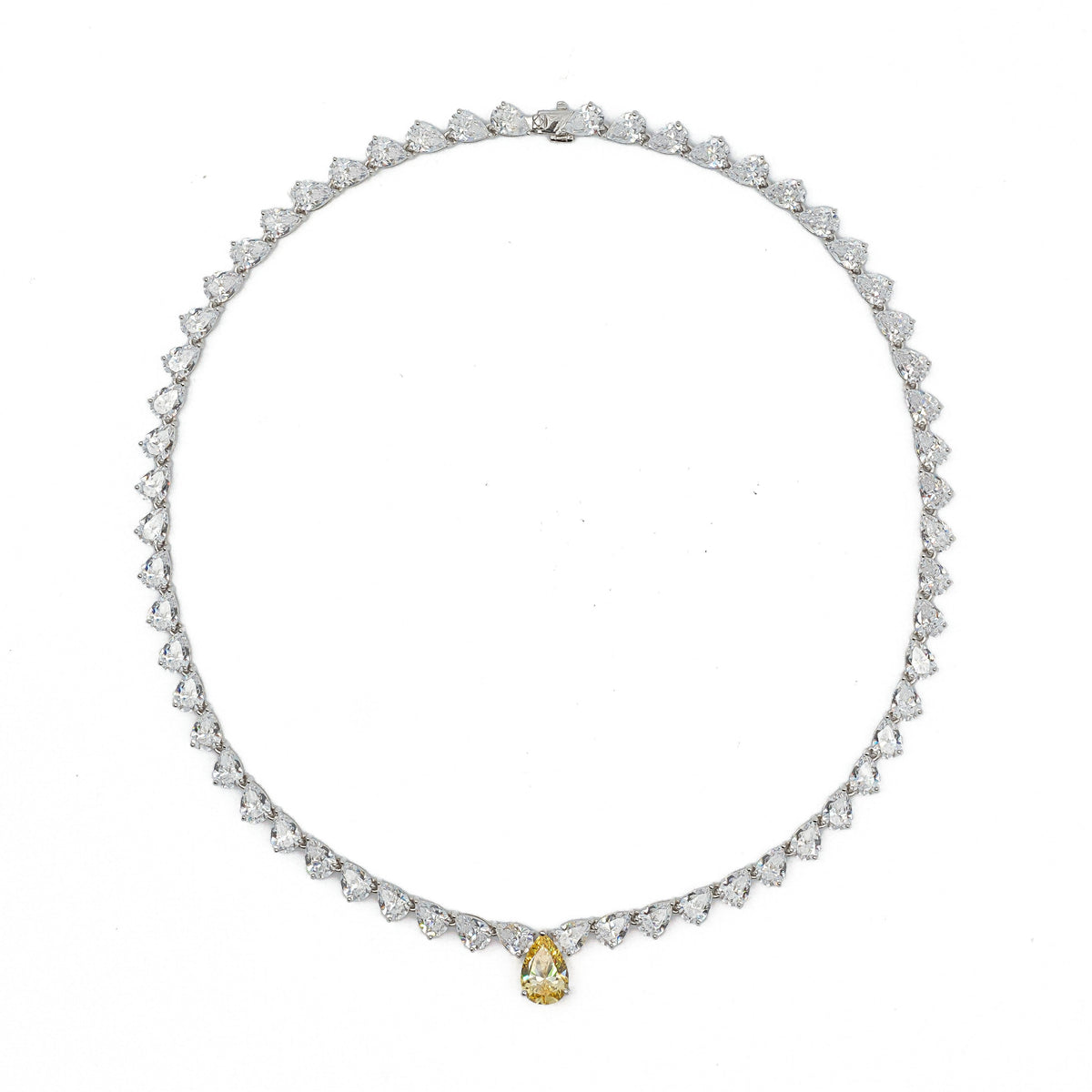 SooSilkyGems TEARDROP CHOKER WITH A YELLOWDIAMOND SOLITAIRE