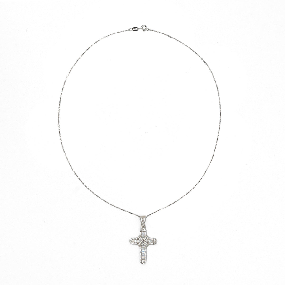 SooSilkyGems BAGUETTE CROSS CHAIN NECKLACE
