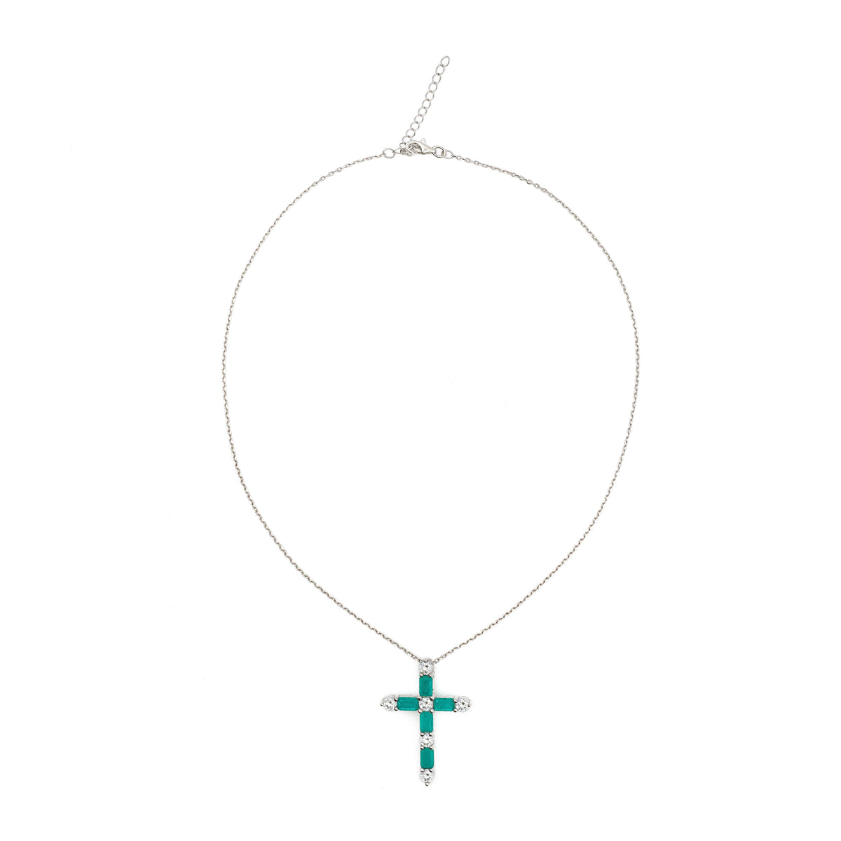 SooSilkyGems BAGUETTE BICOLOR CROSS NECKLACE