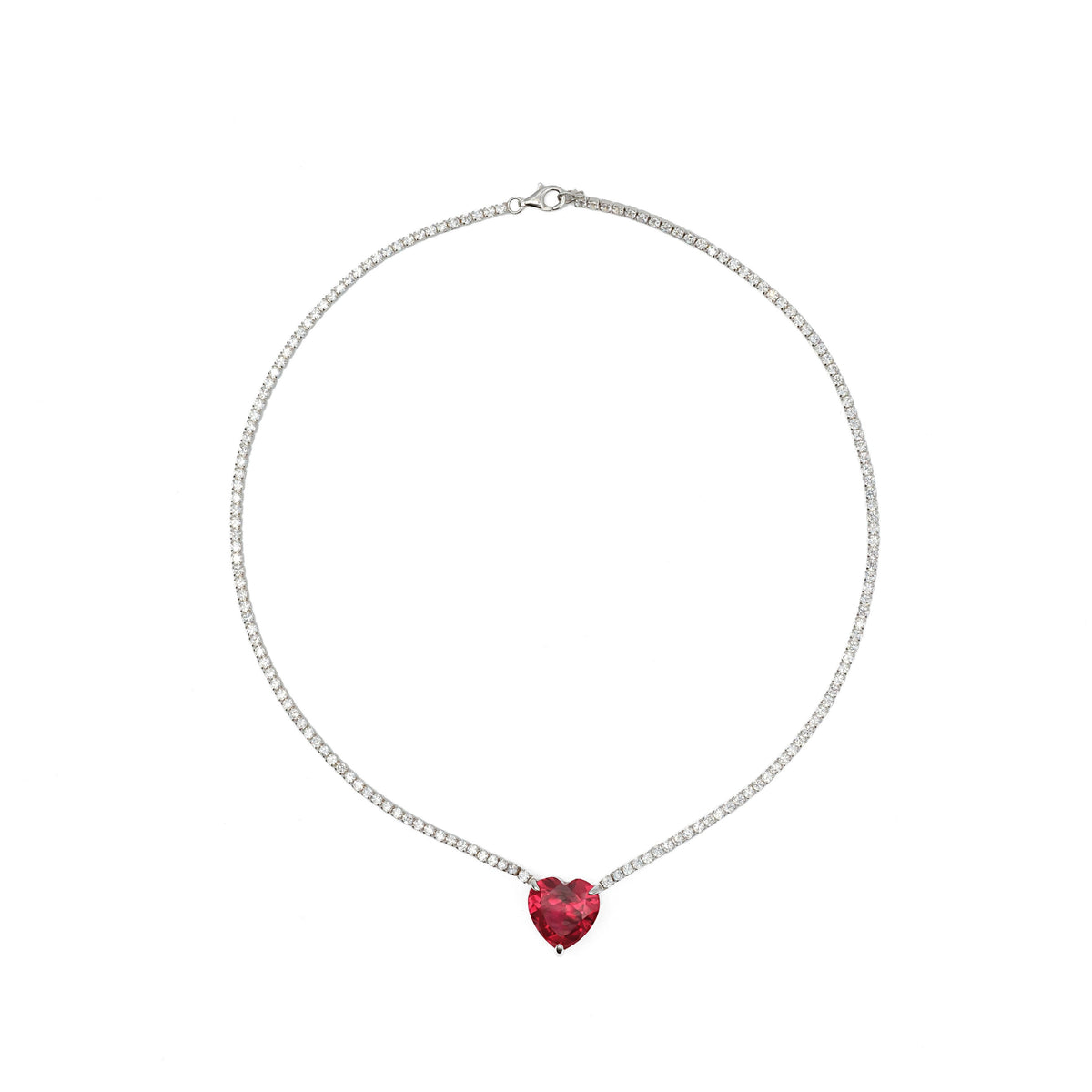 SooSilkyGems HEART TENNIS NECKLACE