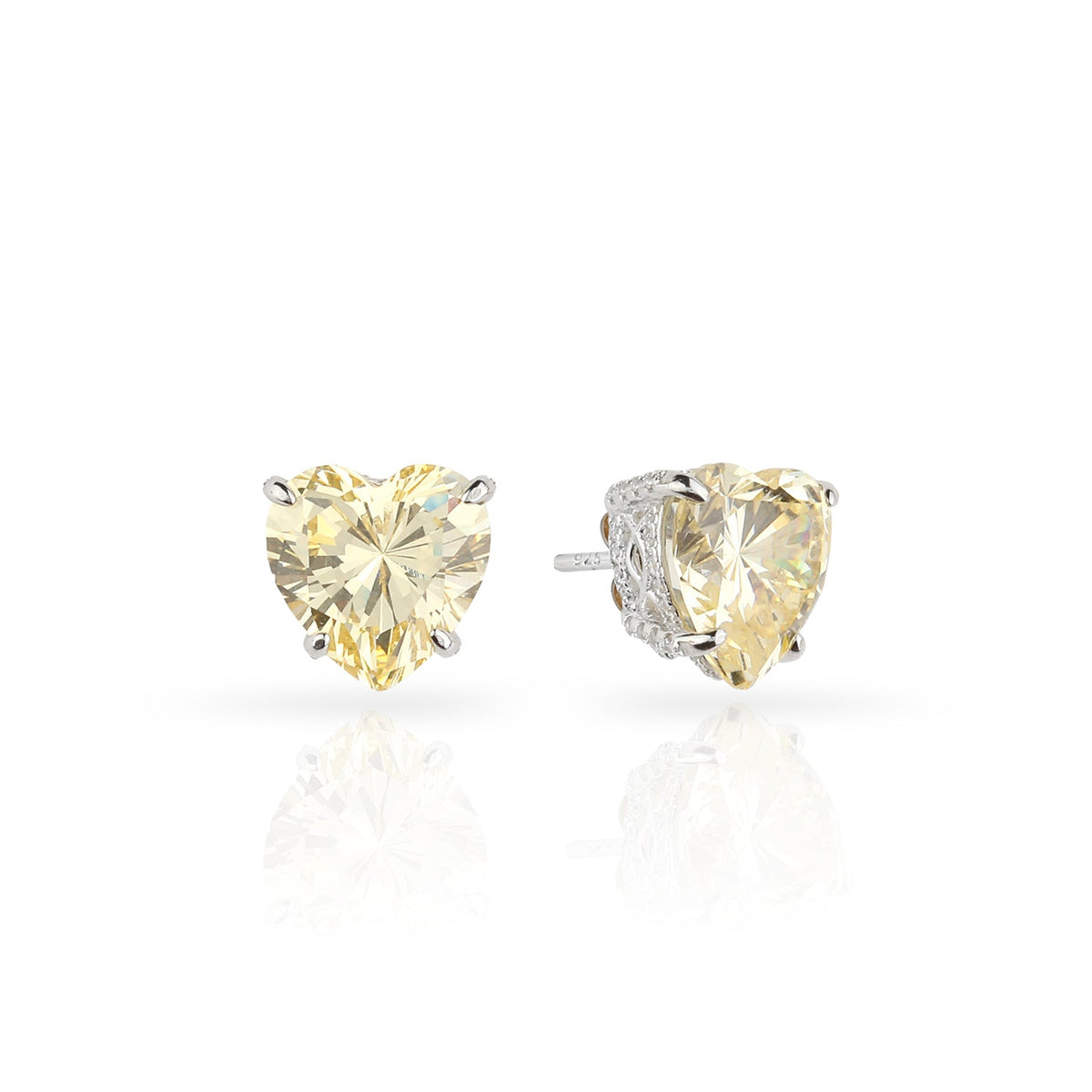 SooSilkyGems HEARTS CLASSIC SOLITAIRE EARRINGS