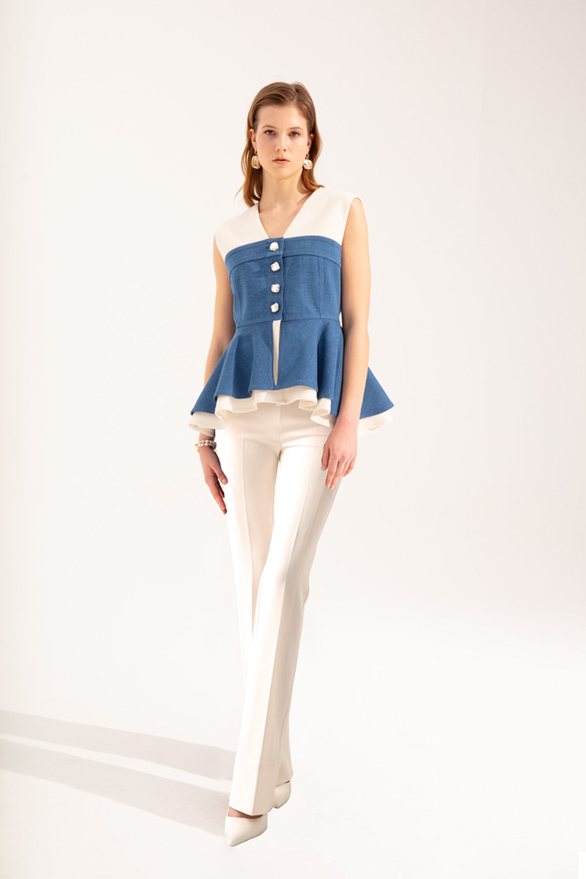 Crescent Line Marine Elegance Set (Vest, Blouse and Trousers)