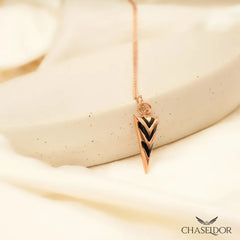 Chaseldor Triangle Black Striped Silver Necklace