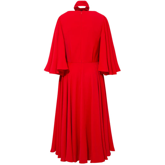 Femponiq Pleated Midi Dressin Scarlet Red Back